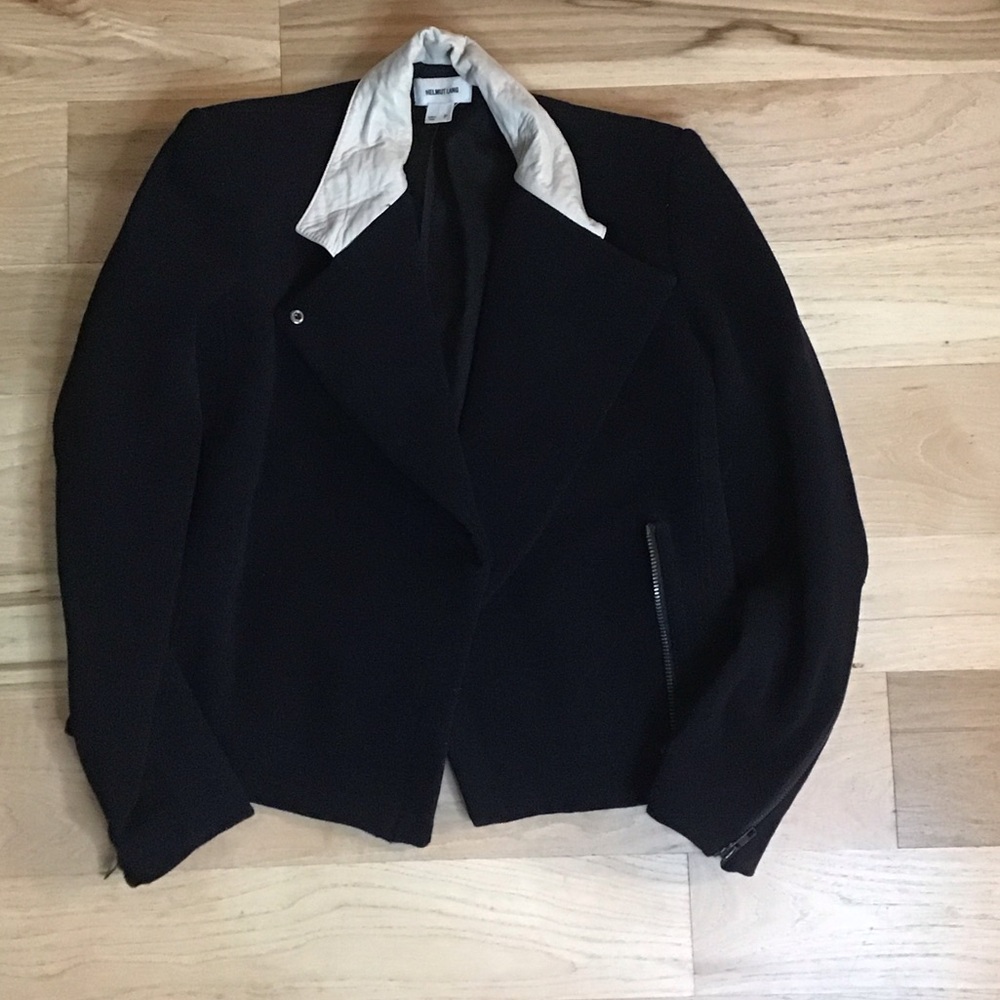 Helmut Lang asymmetrical leather collar size small jacket